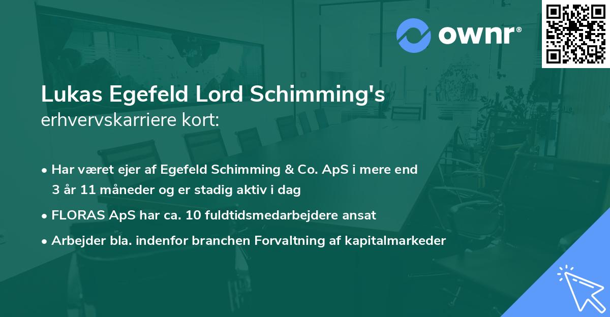 Lukas Egefeld Lord Schimming's erhvervskarriere kort