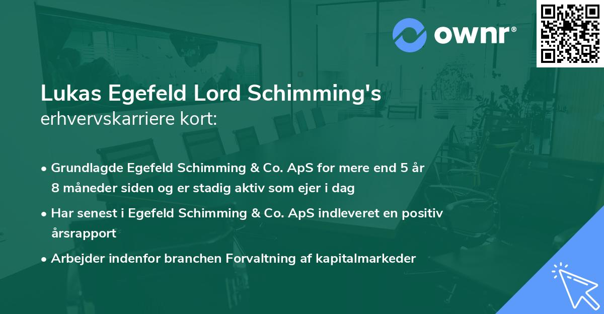 Lukas Egefeld Lord Schimming's erhvervskarriere kort