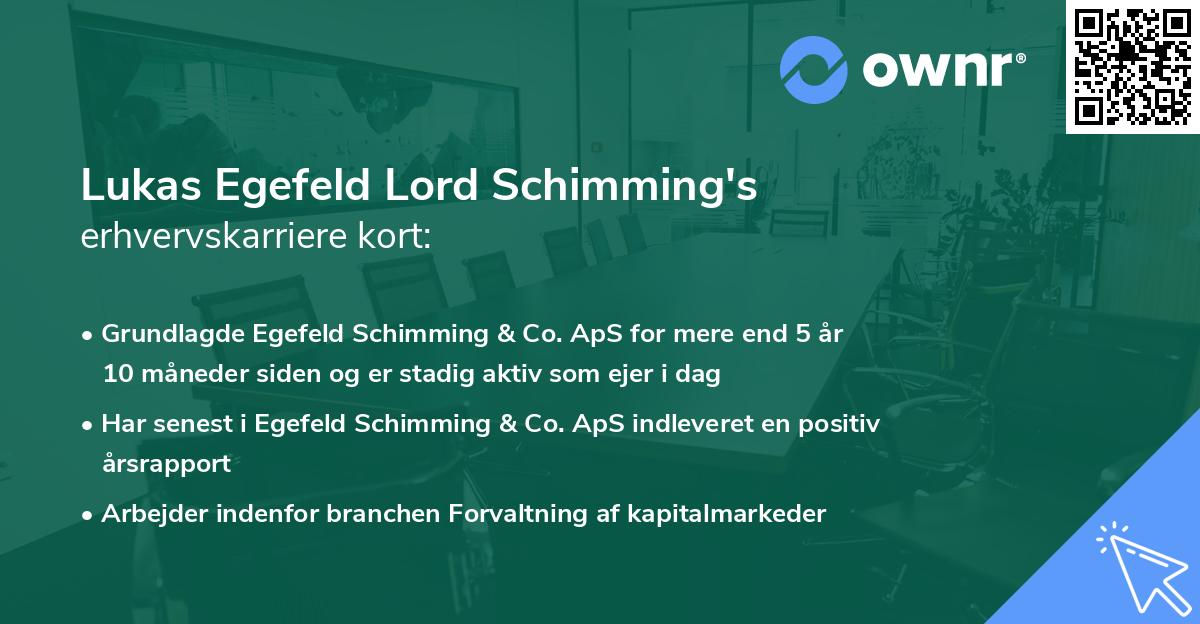 Lukas Egefeld Lord Schimming's erhvervskarriere kort