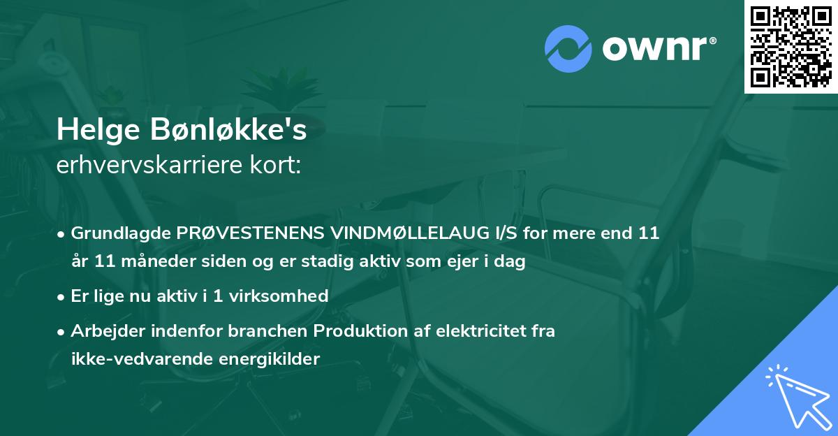 Helge Bønløkke's erhvervskarriere kort