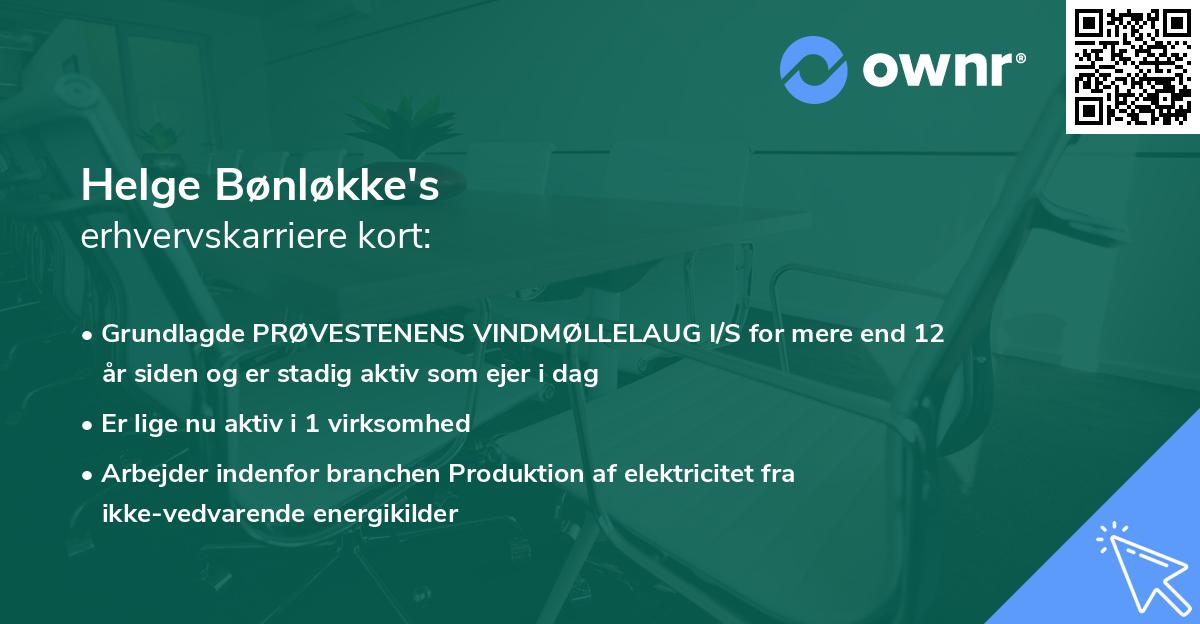 Helge Bønløkke's erhvervskarriere kort