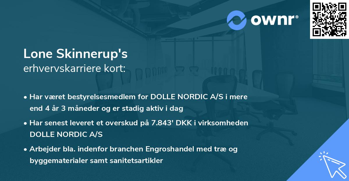 Lone Skinnerup's erhvervskarriere kort