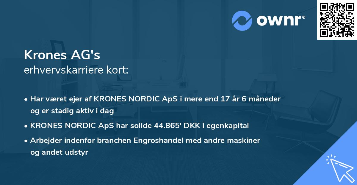 Krones AG's erhvervskarriere kort