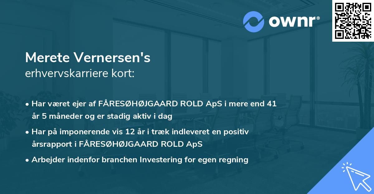 Merete Vernersen's erhvervskarriere kort