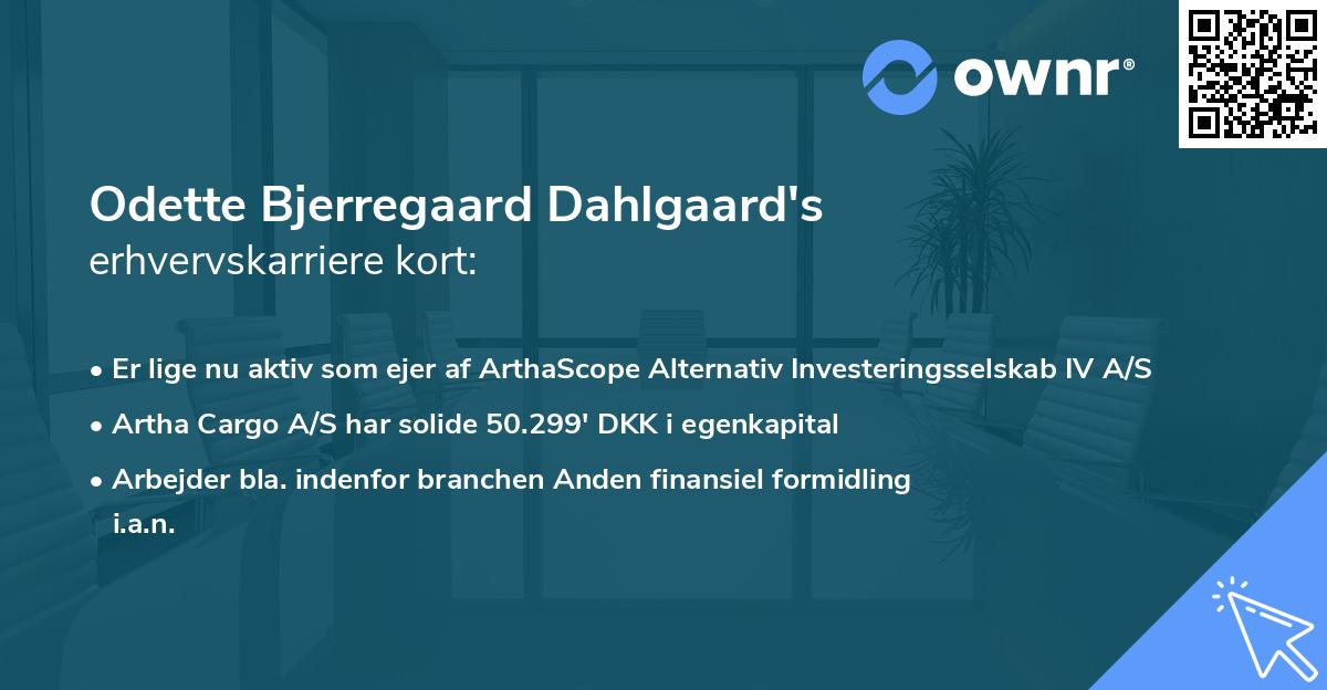 Odette Bjerregaard Dahlgaard's erhvervskarriere kort