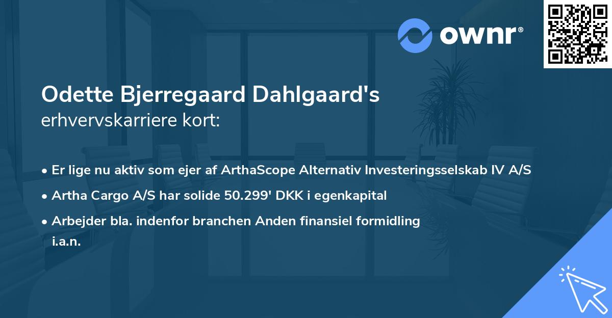 Odette Bjerregaard Dahlgaard's erhvervskarriere kort