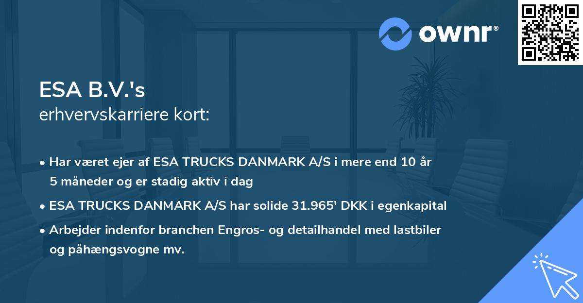 ESA B.V.'s erhvervskarriere kort