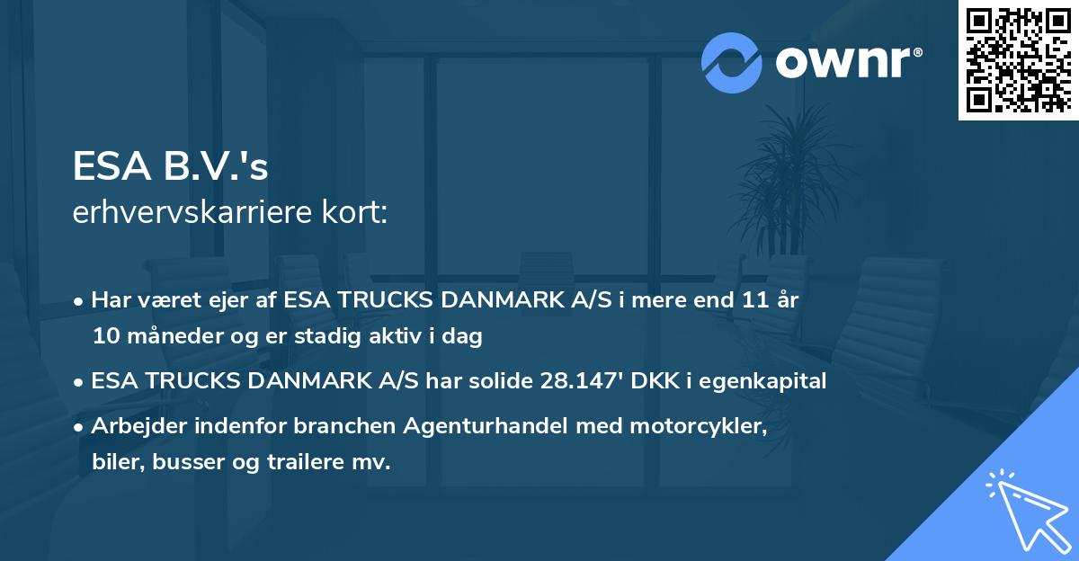 ESA B.V.'s erhvervskarriere kort