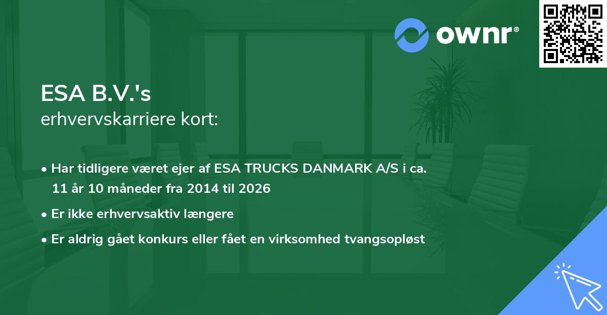 ESA B.V.'s erhvervskarriere kort