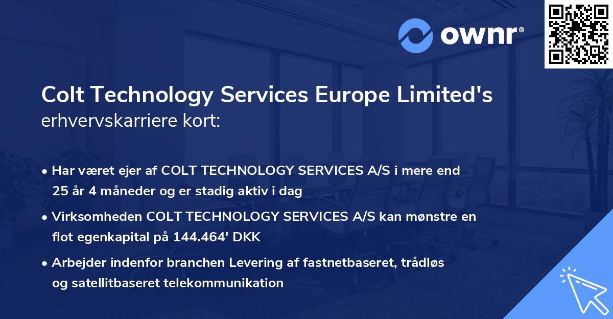 Colt Technology Services Europe Limited's erhvervskarriere kort
