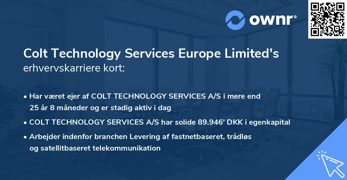 Colt Technology Services Europe Limited's erhvervskarriere kort
