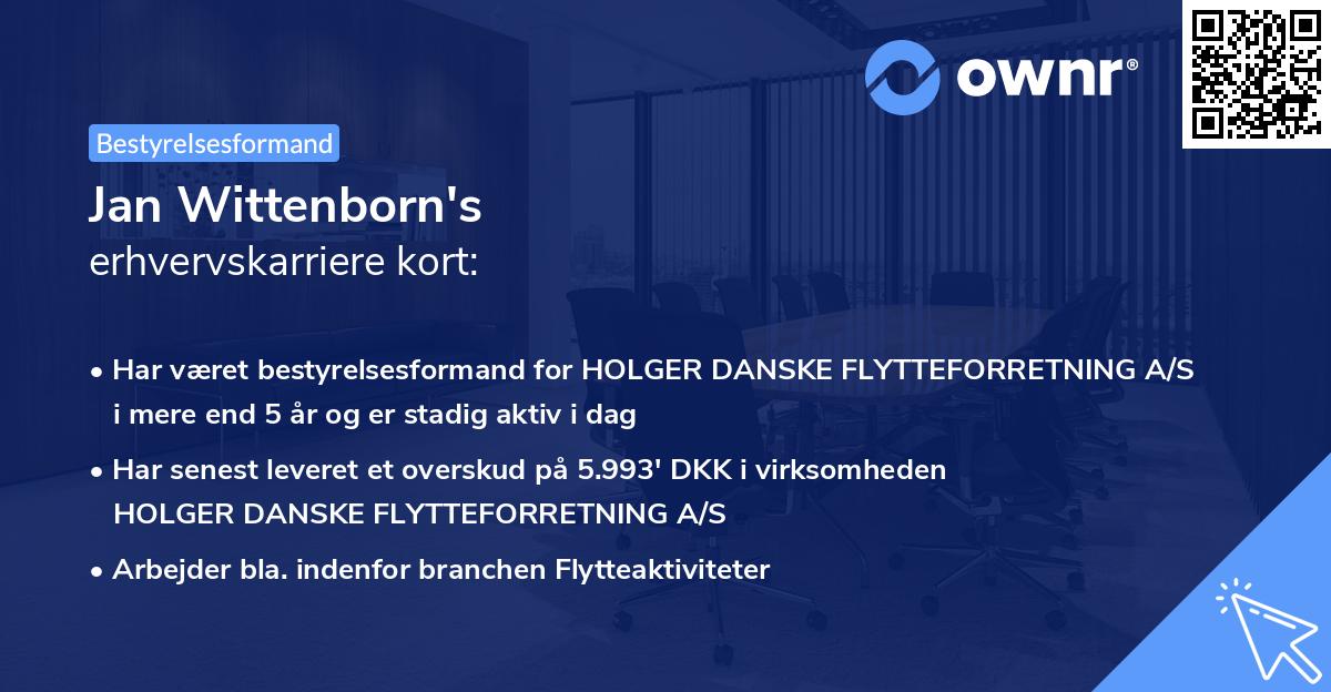 Jan Wittenborn's erhvervskarriere kort