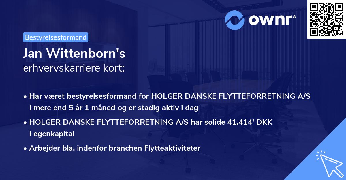 Jan Wittenborn's erhvervskarriere kort