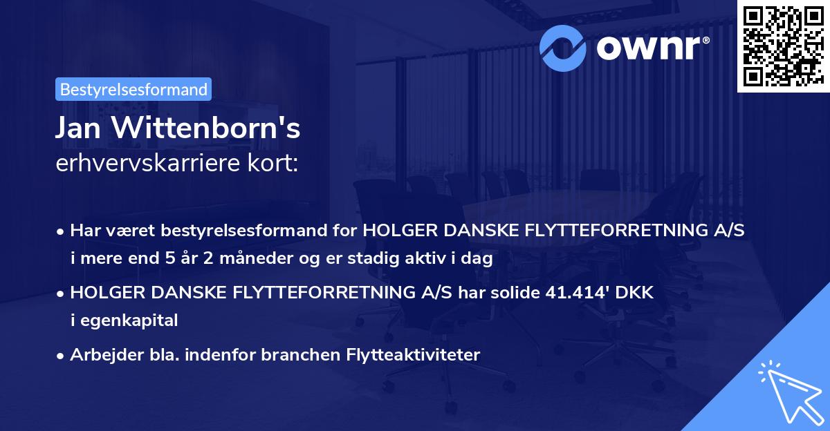 Jan Wittenborn's erhvervskarriere kort