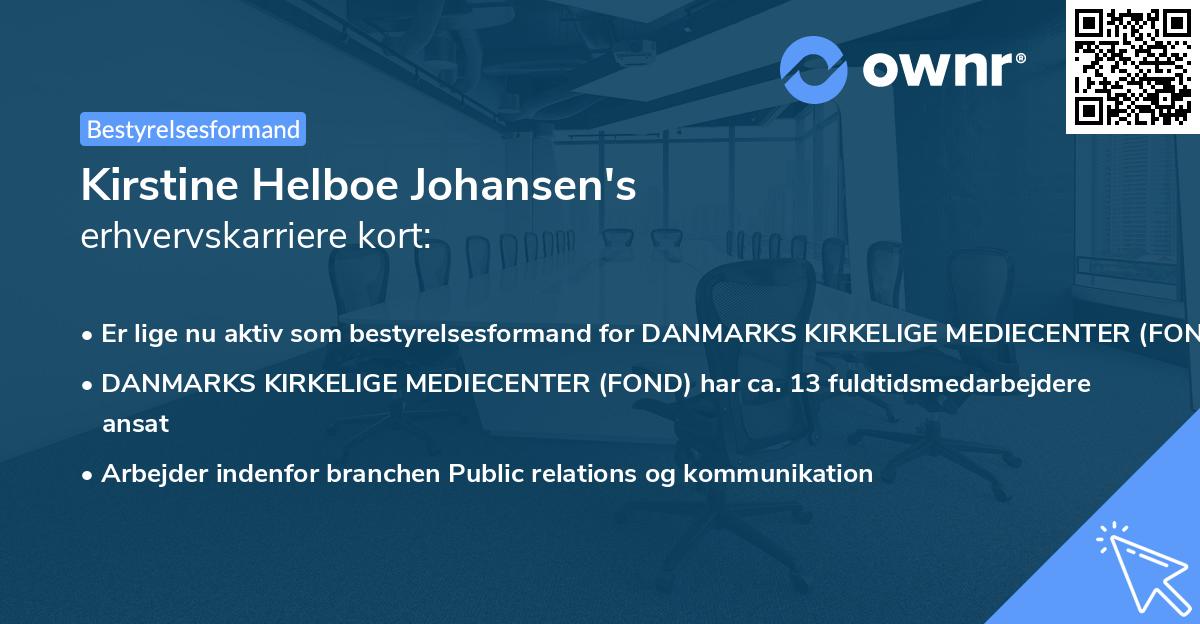 Kirstine Helboe Johansen's erhvervskarriere kort