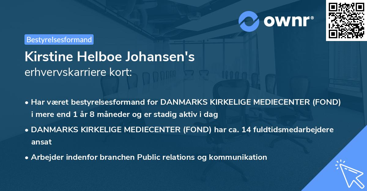 Kirstine Helboe Johansen's erhvervskarriere kort