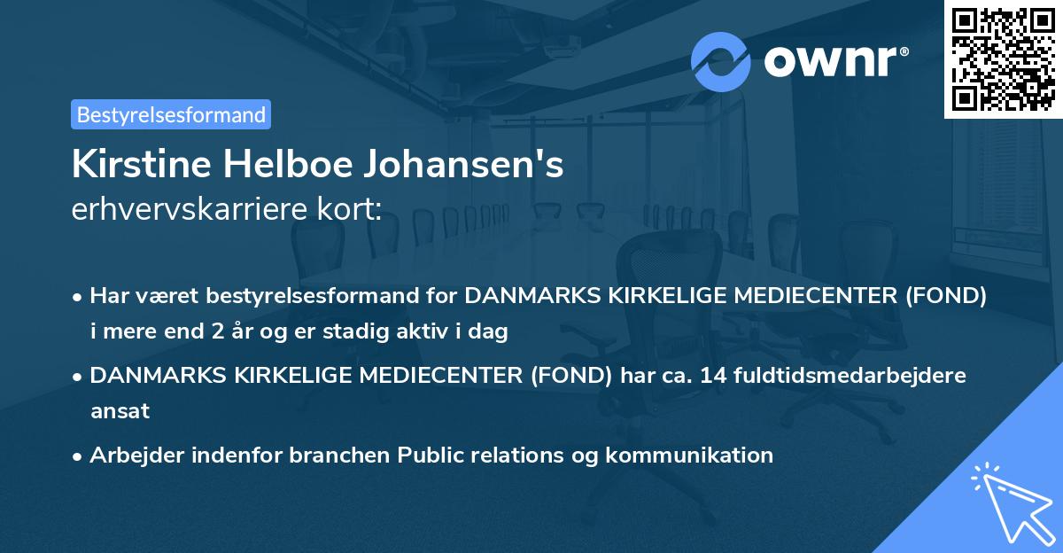 Kirstine Helboe Johansen's erhvervskarriere kort
