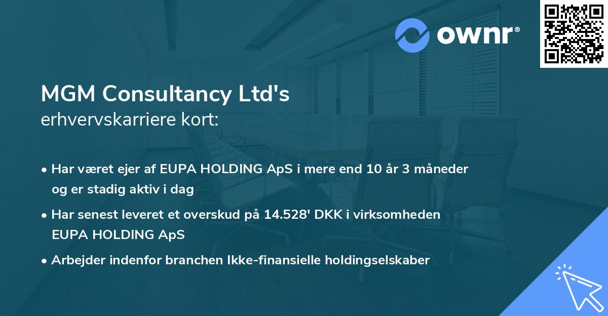 MGM Consultancy Ltd's erhvervskarriere kort