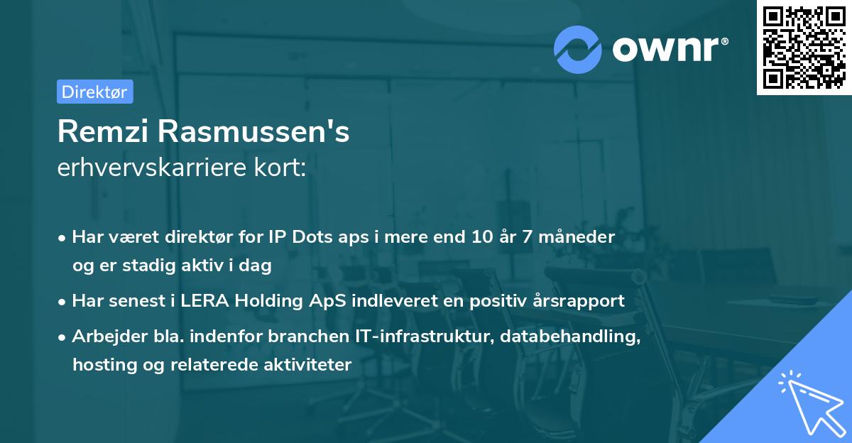 Remzi Rasmussen's erhvervskarriere kort