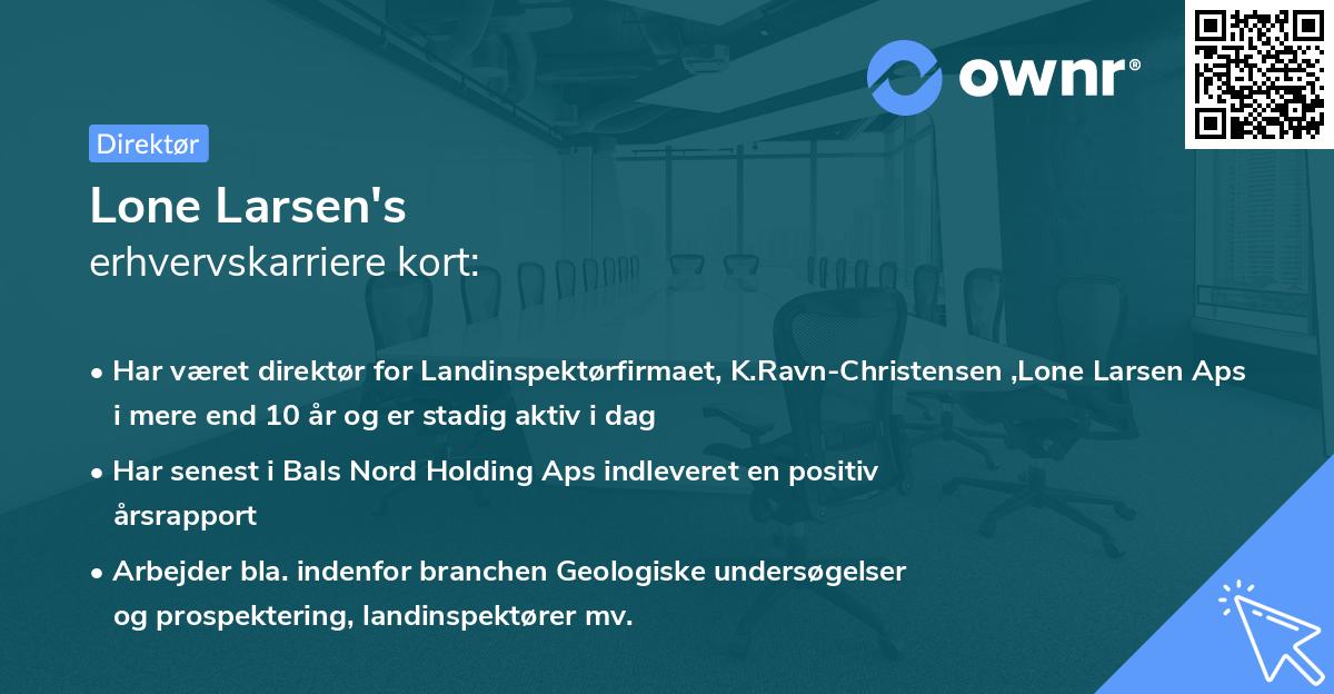 Lone Larsen's erhvervskarriere kort