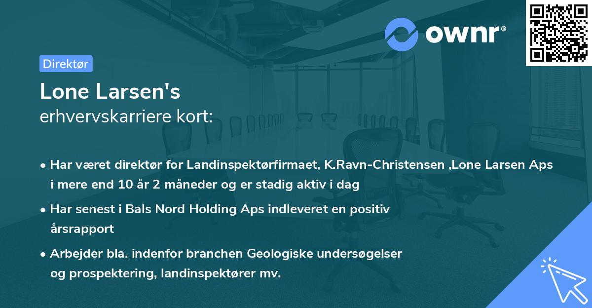 Lone Larsen's erhvervskarriere kort
