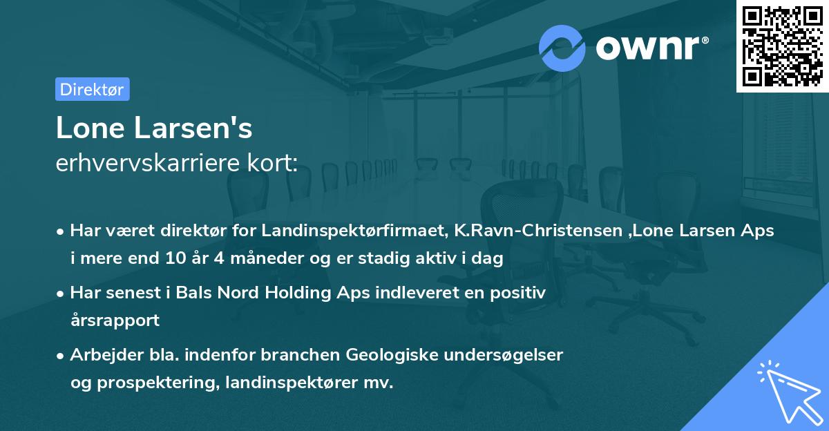 Lone Larsen's erhvervskarriere kort