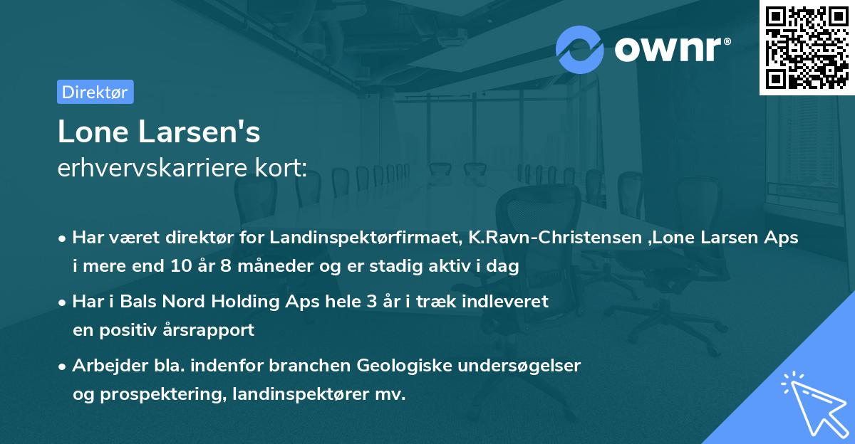 Lone Larsen's erhvervskarriere kort