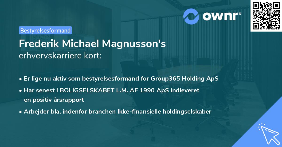 Frederik Michael Magnusson's erhvervskarriere kort