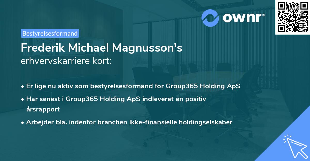 Frederik Michael Magnusson's erhvervskarriere kort