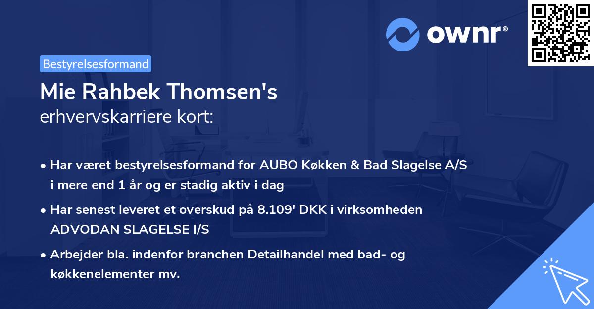 Mie Rahbek Thomsen's erhvervskarriere kort