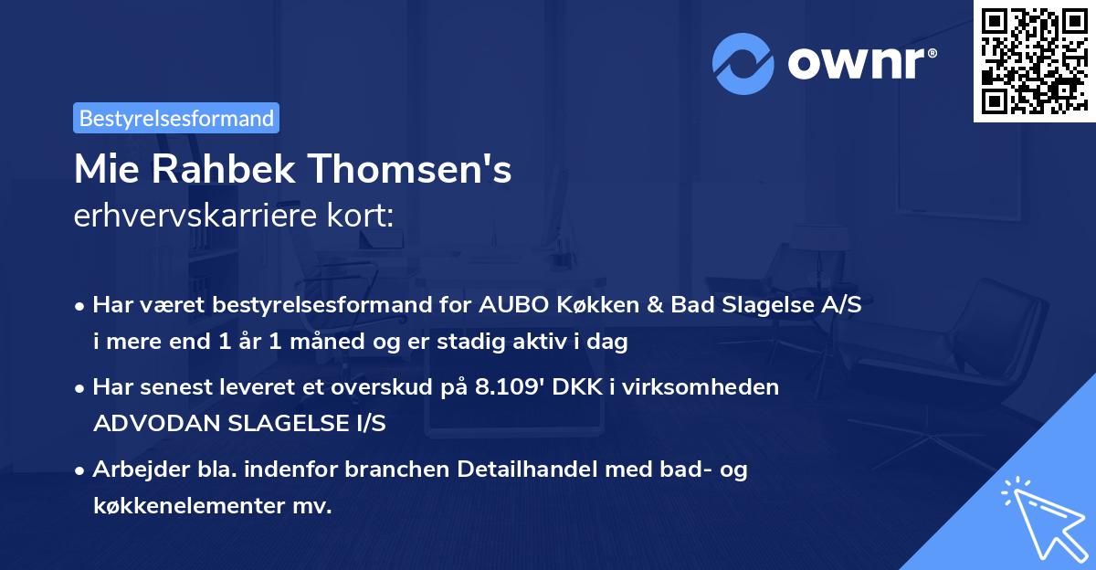 Mie Rahbek Thomsen's erhvervskarriere kort