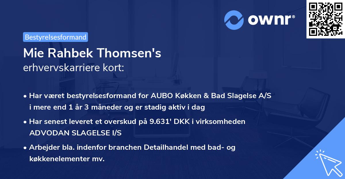 Mie Rahbek Thomsen's erhvervskarriere kort