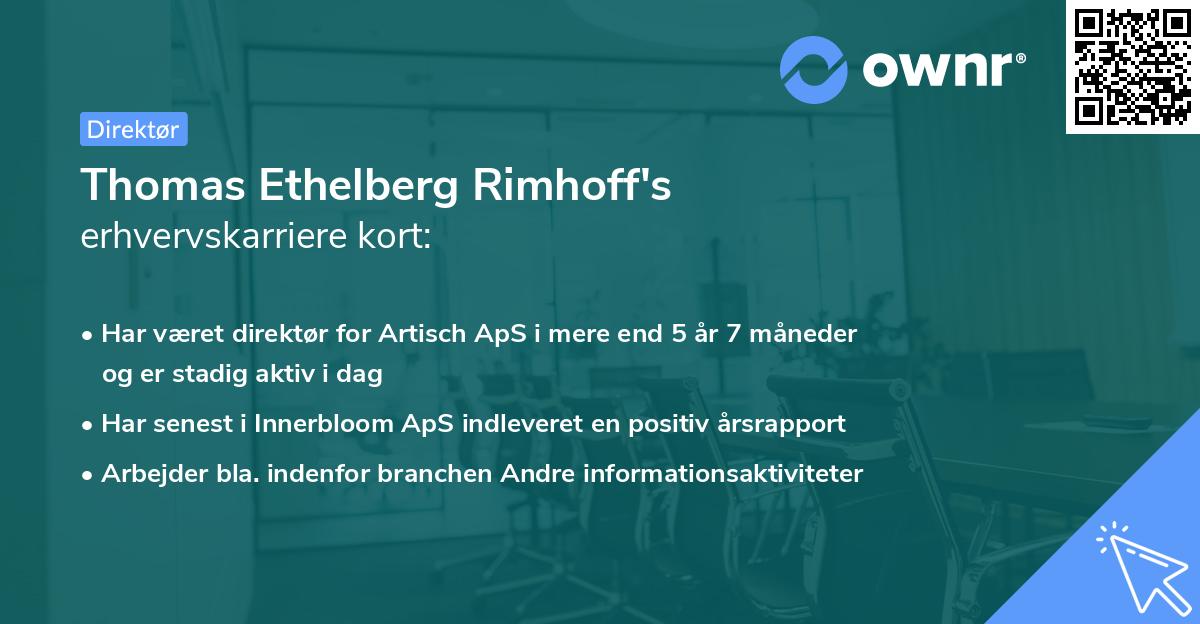 Thomas Ethelberg Rimhoff's erhvervskarriere kort