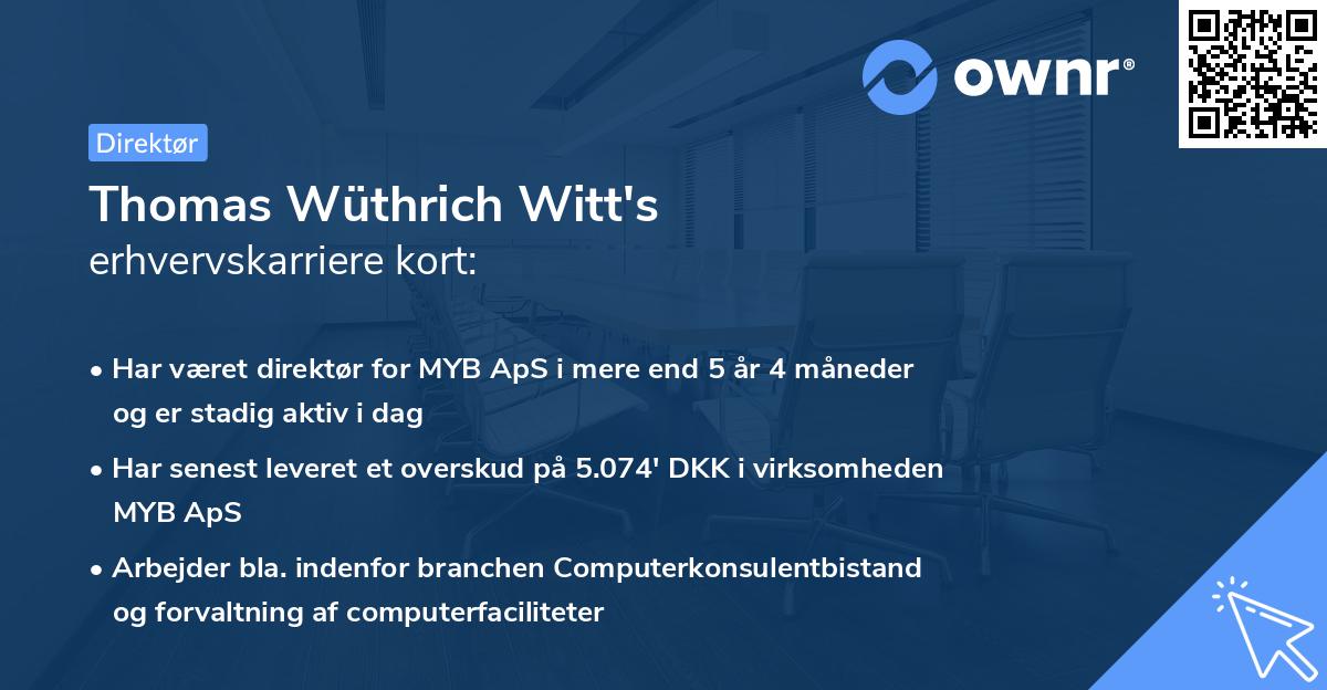 Thomas Wüthrich Witt's erhvervskarriere kort