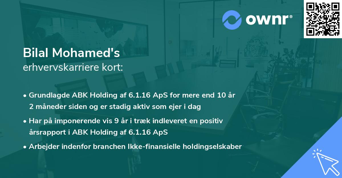 Bilal Mohamed's erhvervskarriere kort