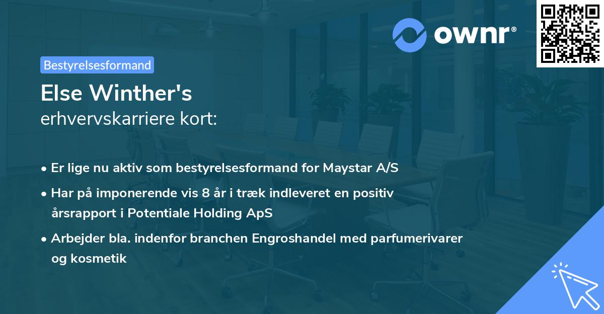 Else Winther's erhvervskarriere kort