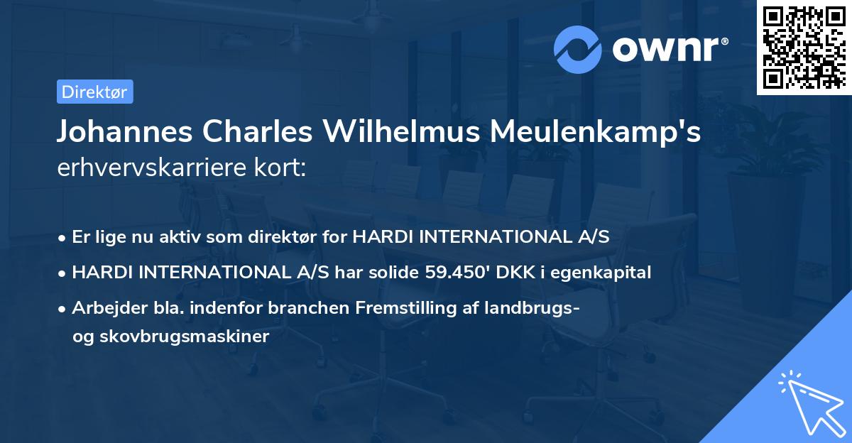 Johannes Charles Wilhelmus Meulenkamp's erhvervskarriere kort