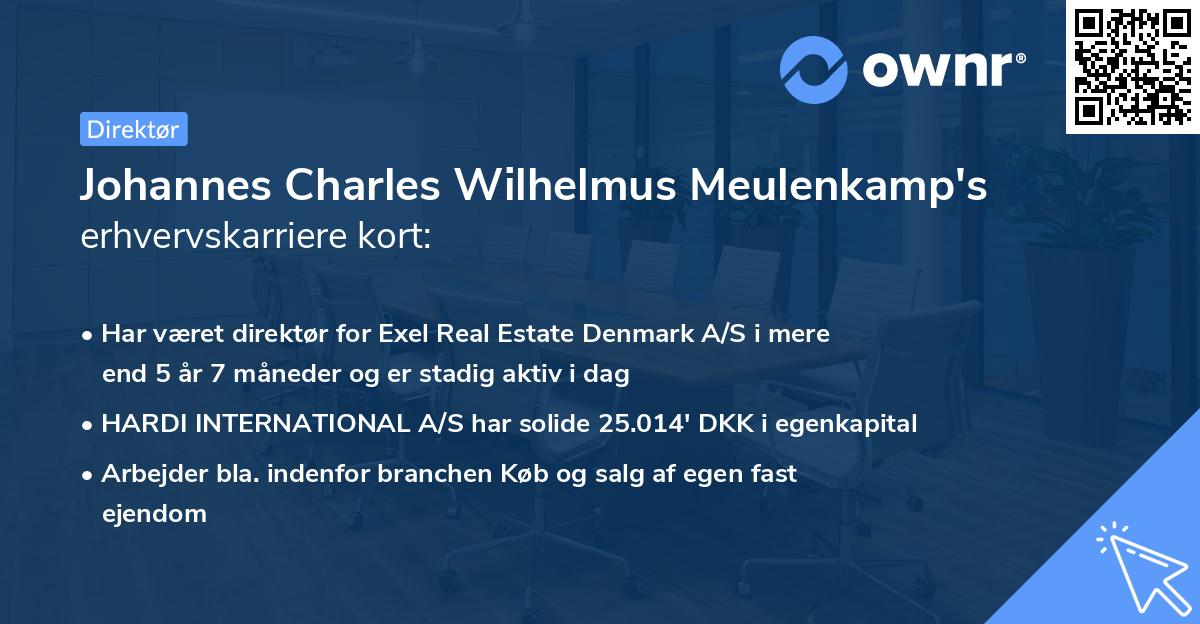 Johannes Charles Wilhelmus Meulenkamp's erhvervskarriere kort