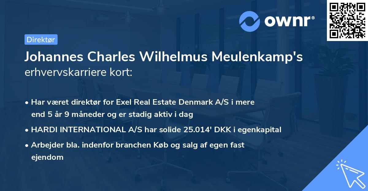 Johannes Charles Wilhelmus Meulenkamp's erhvervskarriere kort