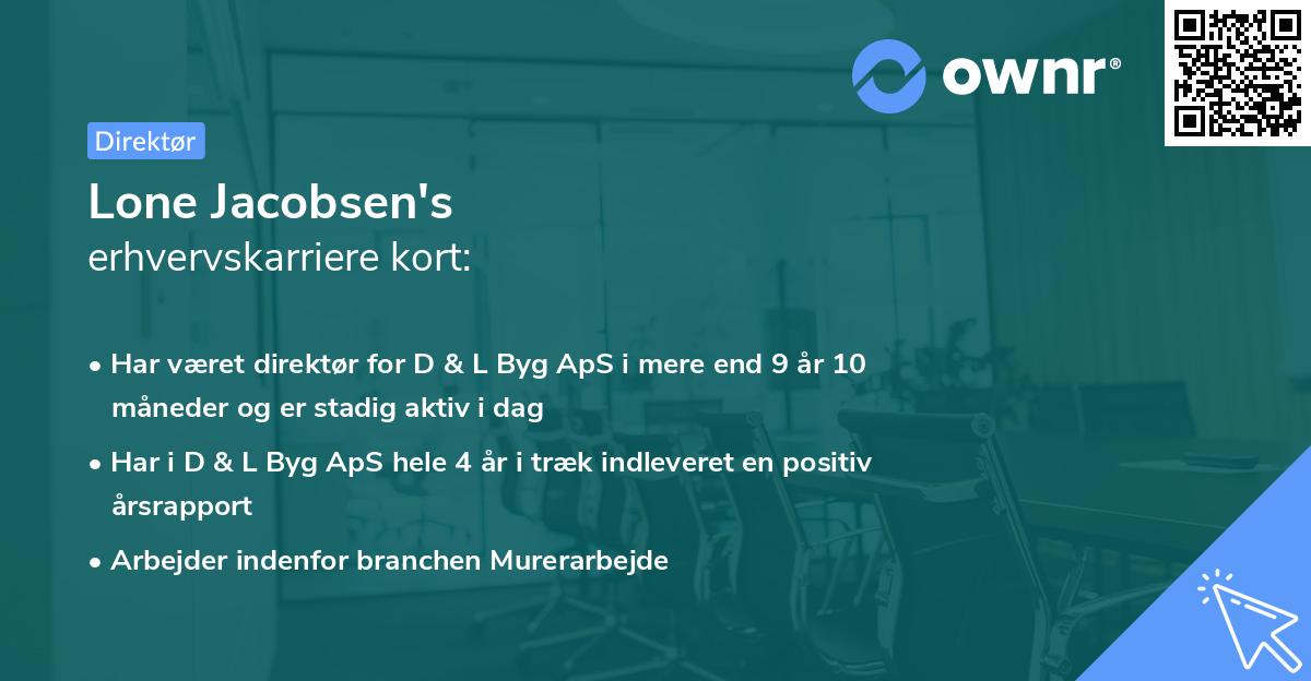Lone Jacobsen's erhvervskarriere kort