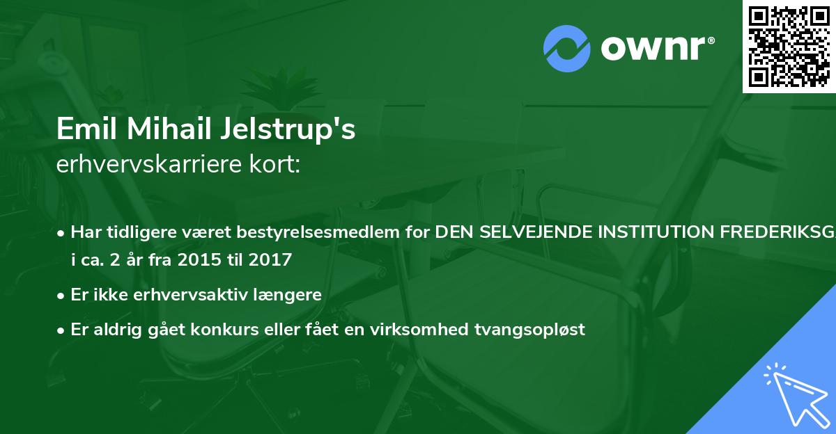 Emil Mihail Jelstrup's erhvervskarriere kort