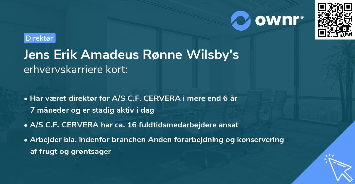 Jens Erik Amadeus Rønne Wilsby's erhvervskarriere kort