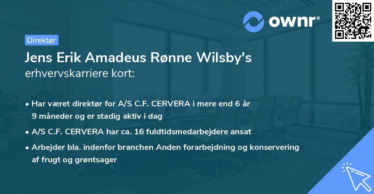 Jens Erik Amadeus Rønne Wilsby's erhvervskarriere kort