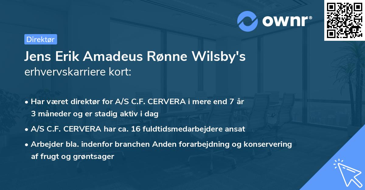 Jens Erik Amadeus Rønne Wilsby's erhvervskarriere kort