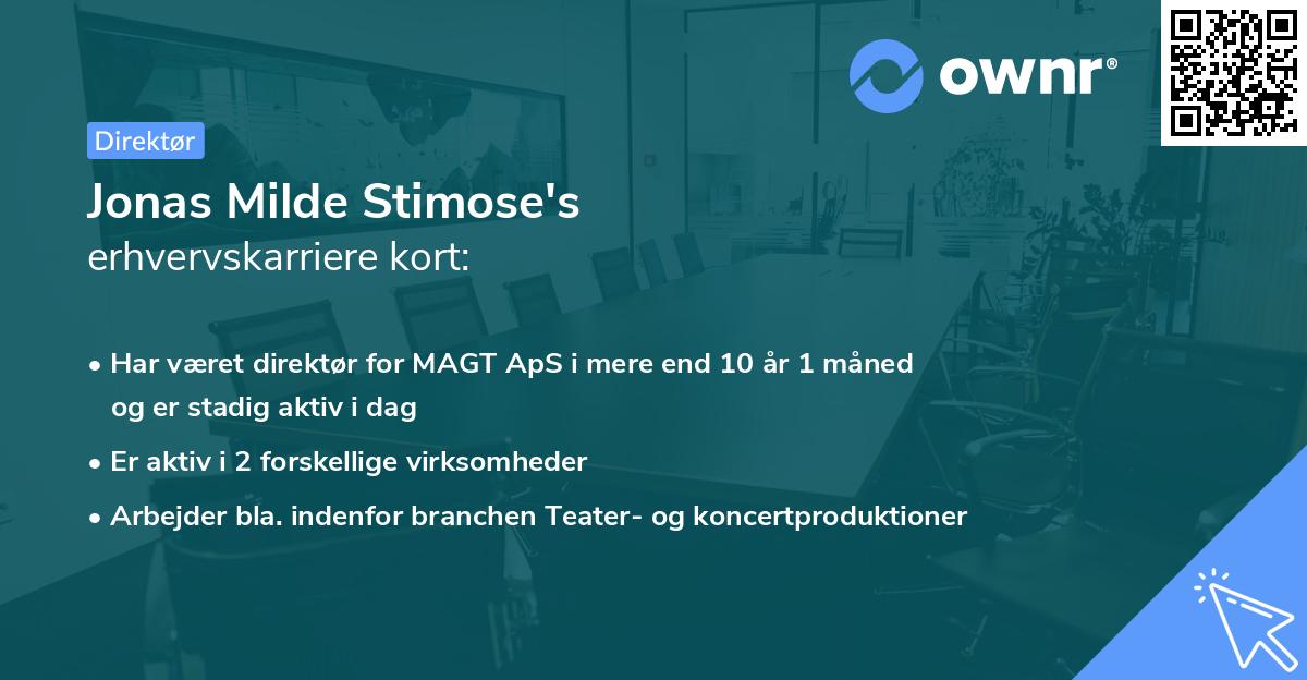 Jonas Milde Stimose's erhvervskarriere kort