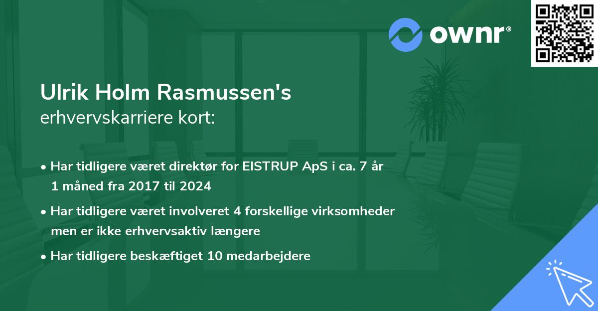 Ulrik Holm Rasmussen's erhvervskarriere kort