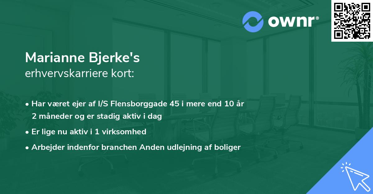 Marianne Bjerke's erhvervskarriere kort