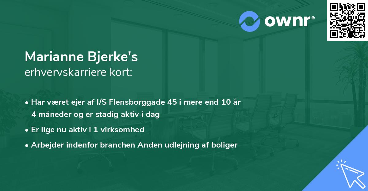 Marianne Bjerke's erhvervskarriere kort
