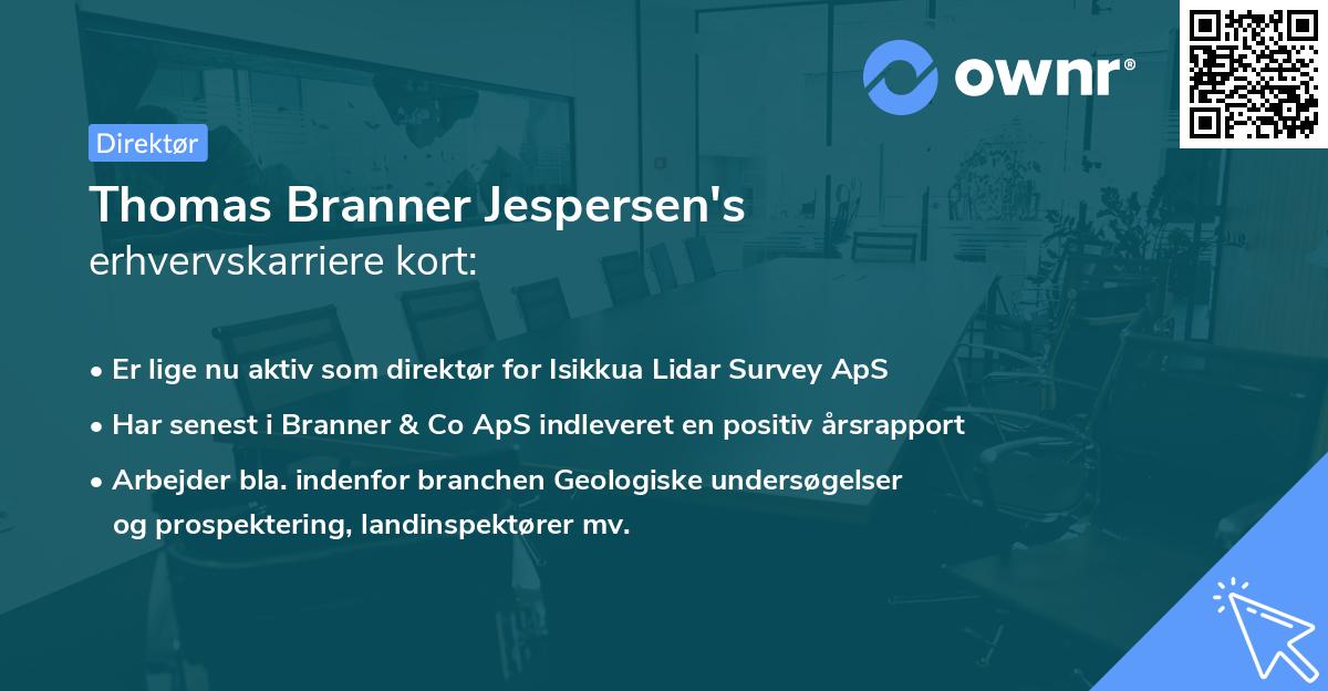 Thomas Branner Jespersen's erhvervskarriere kort