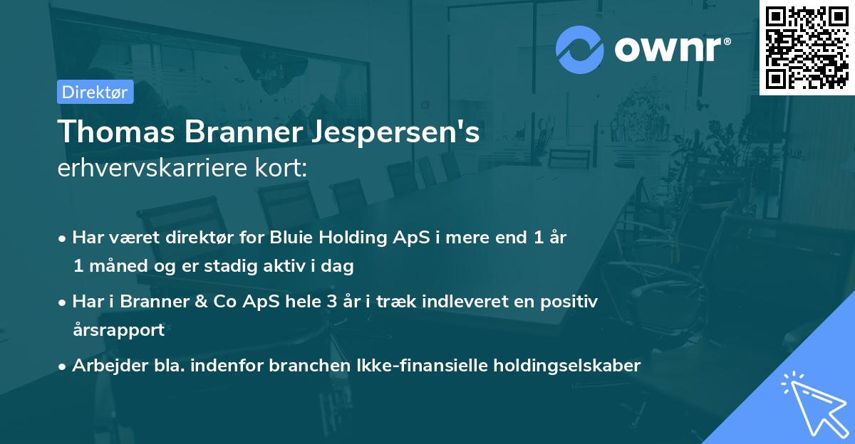 Thomas Branner Jespersen's erhvervskarriere kort